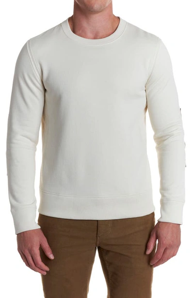 Billy Reid Dover Crewneck Sweatshirt With Leather Elbow Patches In Natural