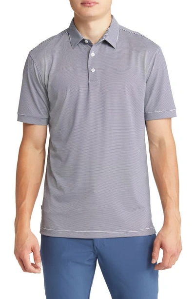 Mizzen + Main Versa Stripe Performance Golf Polo In Navy Light Blue