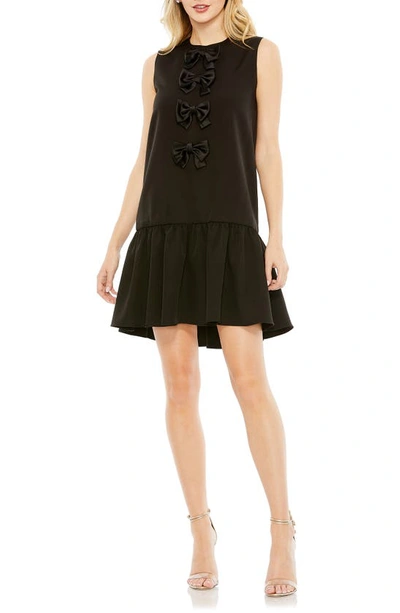 Mac Duggal Sleeveless Bow Detail Tiered Hem A Line Dress In Black
