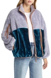 Ugg Marlene Ii Fleece Jacket In Cloudy Grey / Marina Blue