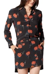 Equipment Bradner Printed Silk Button-front Shirt In True Black Multi Poppy