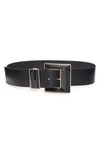 Etro Leather Belt With Maxi Geometric Buckle In 1 Black