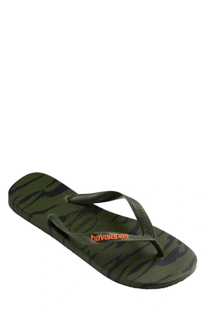 Havaianas Top Camo Flip Flop In Moss/ Black Camo