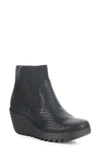 Fly London Yade Wedge Bootie In 005 Black Croco Print