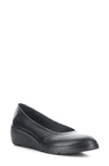 Fly London Numa Wedge Flat In 000 Black Dakota