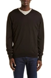 JOHN SMEDLEY BOBBY V-NECK MERINO WOOL SWEATER