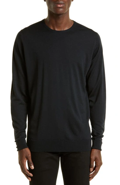 John Smedley Marcus Crewneck Virgin Wool Sweater In Black
