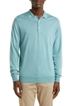 John Smedley Cotswold Wool Polo Sweater In Sea Mist