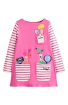 Mini Boden Kids' Appliqué Cotton Knit Dress In Tickled Pink Scientist