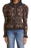 Ulla Johnson Brigitte Lace-trimmed Paisley-print Cotton Blouse In Minuit