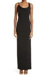 Versace Medusa La Greca Draped Jersey Gown In Black