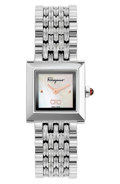 Ferragamo Square Bracelet Watch, 19mm X 19mm In Stainless Steel