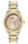 Ferragamo Men's Timeless Yellow Gold & Stainless Steel Bracelet Watch In Gold/silver