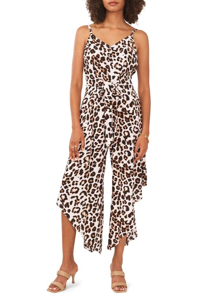 Vince Camuto Women's Animal-print Tie-front Sleeveless Jumpsuit In New Ivory