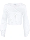 JW ANDERSON JW ANDERSON CROPPED RUFFLE SLEEVED TOP - WHITE,TP33WR1711300111849079