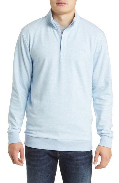 Travismathew Cloud 2.0 Quarter Zip Pullover In Heather Kentucky Blue