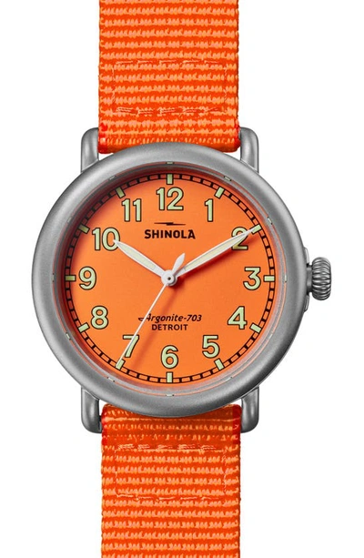 Shinola Runwell Field Nylon Strap Watch, 41mm In Orange
