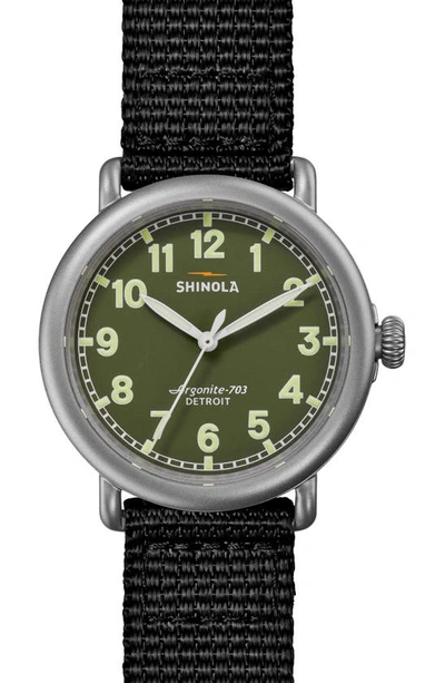 Shinola Men's Runwell 3h Nylon Field Watch, 41mm In Dark Olive