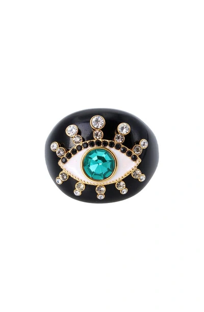 Kurt Geiger Resin Evil Eye Cocktail Ring In Black