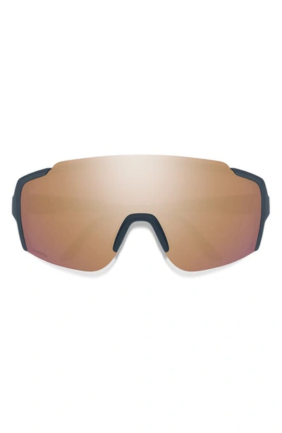 Smith Flywheel 130mm Chromapop™ Shield Sunglasses In Matte French Navy / Rose Gold