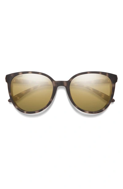 Smith Cheetah 54mm Polarized Round Sunglasses In Matte Ash Tortoise / Gold