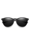 Smith Wander 55mm Chromapop™ Polarized Round Sunglasses In Matte Black / Black