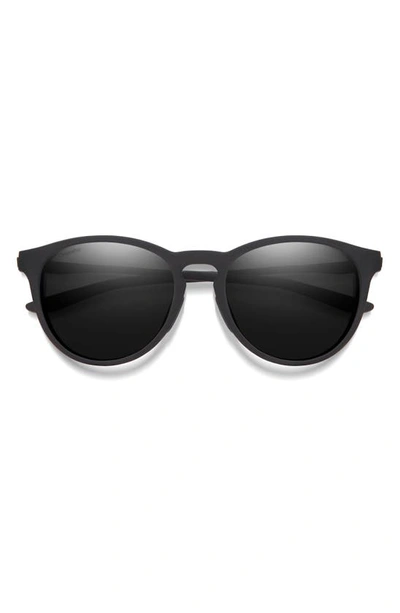 Smith Wander 55mm Chromapop™ Polarized Round Sunglasses In Matte Black / Black