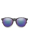 Smith Wander 55mm Chromapop™ Polarized Round Sunglasses In Black Marble / Violet Mirror