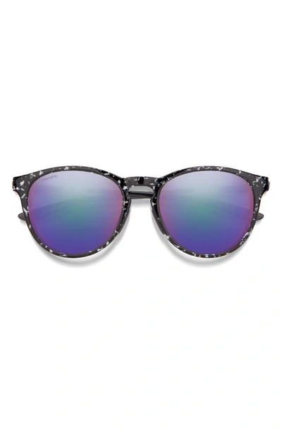 Smith Wander 55mm Chromapop™ Polarized Round Sunglasses In Black Marble / Violet Mirror