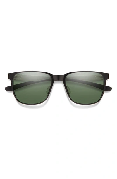 Smith Lowdown 54mm Chromapop™ Polarized Square Sunglasses In Matte Black / Silver / Grey