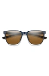 Smith Lowdown 54mm Chromapop™ Polarized Square Sunglasses In French Navy / Brown