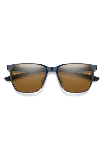 Smith Lowdown 54mm Chromapop™ Polarized Square Sunglasses In French Navy / Brown