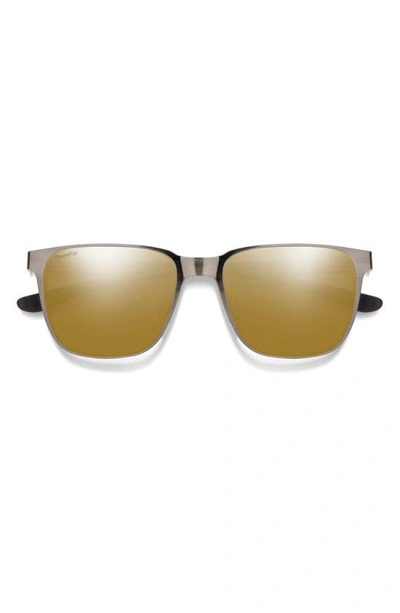 Smith Lowdown 54mm Chromapop™ Polarized Square Sunglasses In Brushed Gunmetal / Bronze