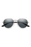 Smith Prep 53mm Polarized Round Sunglasses In Silver / Grey