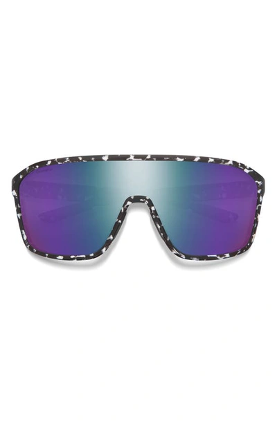 Smith Boomtown 135mm Chromapop™ Polarized Shield Sunglasses In Matte Black Marble / Violet