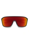 Smith Boomtown 135mm Chromapop™ Polarized Shield Sunglasses In Matte Black / Red Mirror