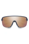 Smith Bobcat 135mm Chromapop™ Shield Sunglasses In Matte French Navy / Rose Gold