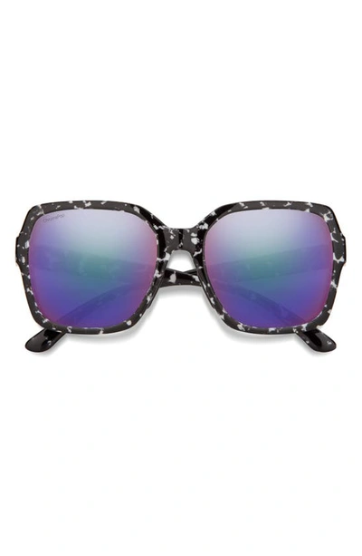 Smith Flare 57mm Chromapop™ Polarized Round Sunglasses In Black Marble / Violet Mirror
