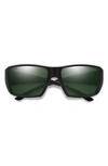 Smith Guides Choice 63mm Chromapop™ Polarized Oversize Square Sunglasses In Matte Black / Gray Green