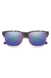 Smith Lowdown 56mm Chromapop Polarized Browline Sunglasses In Black Marble / Violet Mirror