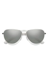 Smith Langley 60mm Chromapop™ Polarized Aviator Sunglasses In Silver / Platinum Mirror