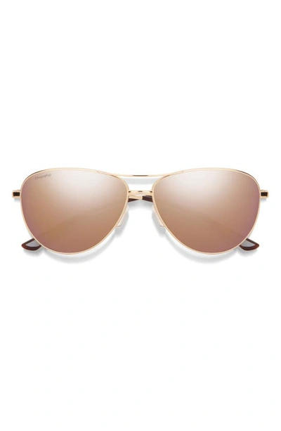 Smith Langley 60mm Chromapop™ Polarized Aviator Sunglasses In Rose Gold / Rose Gold Mirror