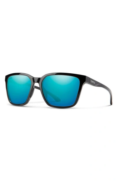 Smith Shoutout 57mm Chromapop™ Polarized Square Sunglasses In Black / Opal Mirror