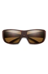Smith Guides 62mm Chromapop™ Polarized Oversize Wraparound Sunglasses In Matte Tortoise / Brown