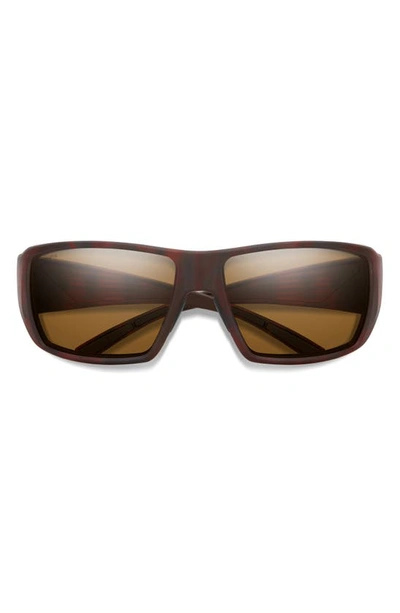 Smith Guides 62mm Chromapop™ Polarized Oversize Wraparound Sunglasses In Matte Tortoise / Brown