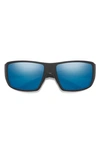 Smith Deckboss Chromapop Polarized Blue Mirror Wrap Mens Sunglasses 204066 0vk/qg 63 In Black,blue