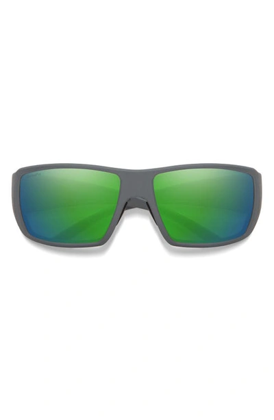 Smith Guides Choice Xl 63mm Chromapop™ Polarized Oversize Square Sunglasses In Matte Cement / Glass Green