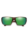 Smith Guides Choice Xl 63mm Chromapop™ Polarized Oversize Square Sunglasses In Tortoise / Glass Green Mirror