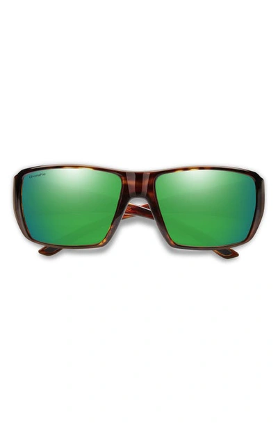 Smith Guides Choice Xl 63mm Chromapop™ Polarized Oversize Square Sunglasses In Tortoise / Glass Green Mirror