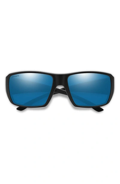 Smith Guides Choice Xl 63mm Chromapop™ Polarized Oversize Square Sunglasses In Matte Black / Glass Blue